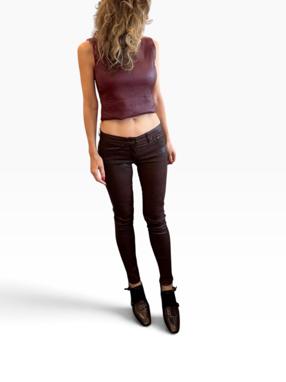 Rag & Bone  Leather Skinny Leg Pants  Brown | Size: XS | US 25